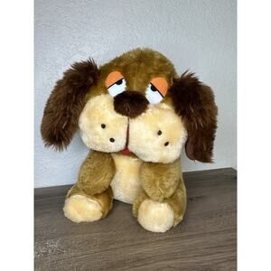 Vintage Plush Sad Dog Droopy Eyes Hound Brown Sitting Dan Dee International